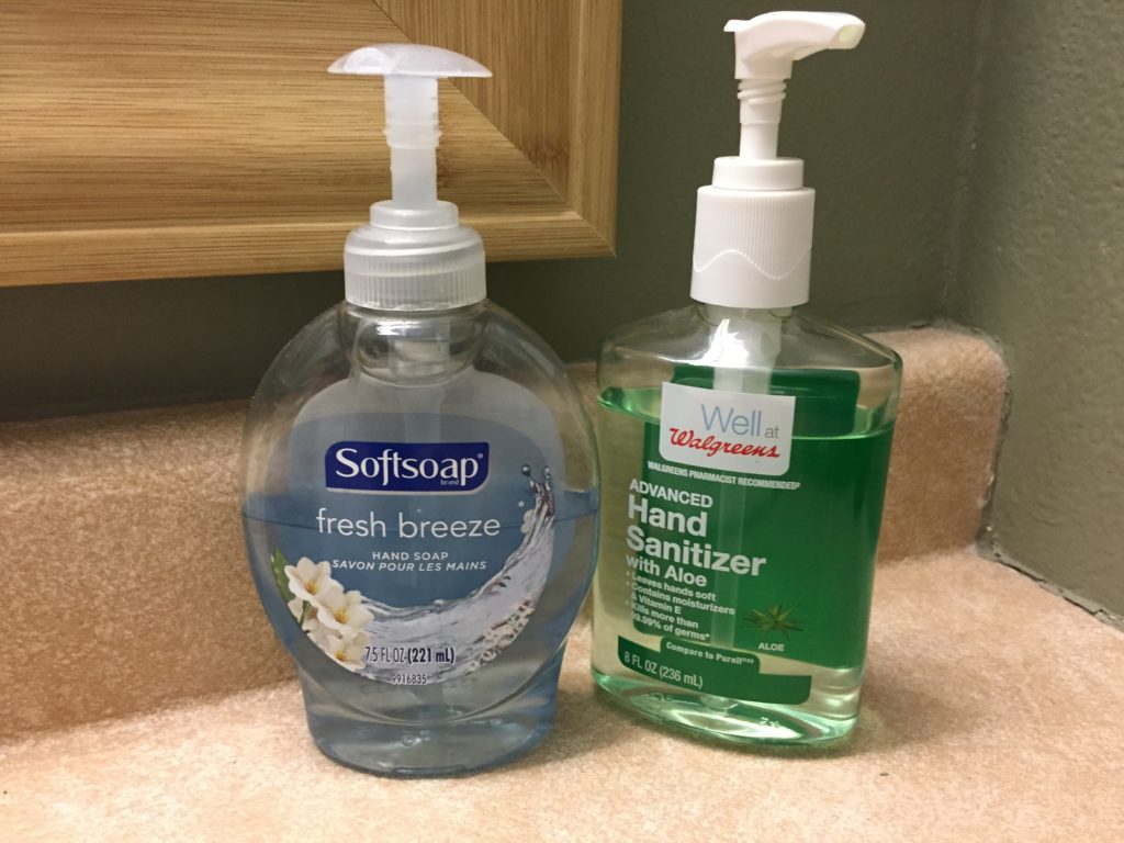 soap and hand sanitizer